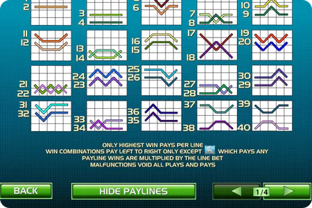 Tennis Stars Paylines Info